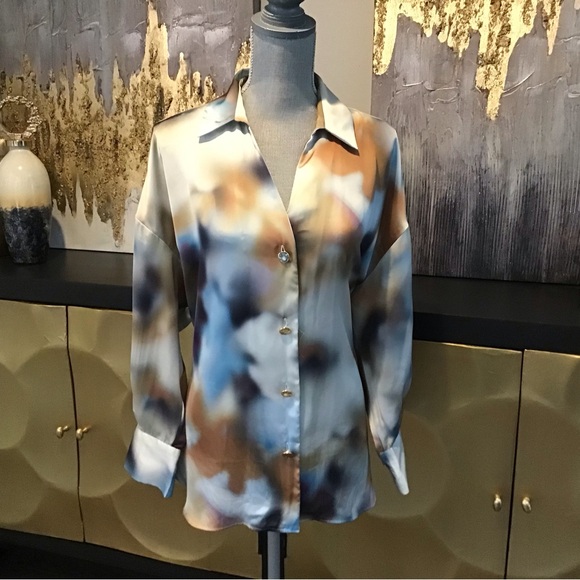 ZARA Multi Color Satin Blouse - Picture 6 of 9